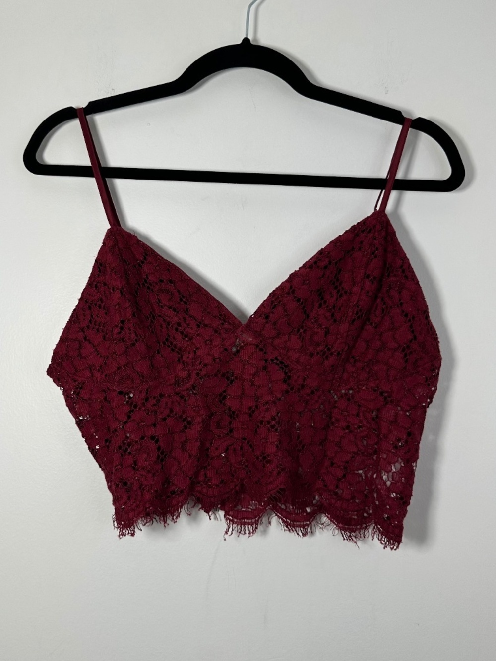 Bardot Womens Size Medium Sienna Burgundy Floral Lace Bralette Crop Top Festival